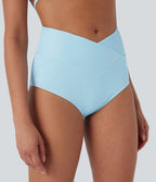 Ribbed Low Rise Crossover Bikini Bottom Swimsuit — Quiet Tide — view 5