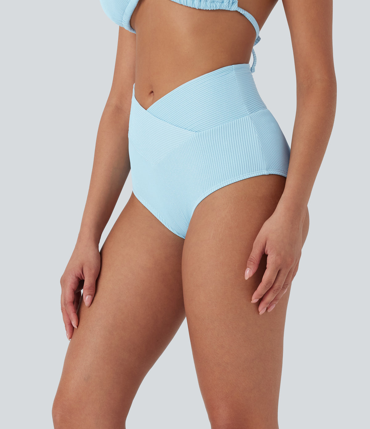 Ribbed Low Rise Crossover Bikini Bottom Swimsuit — Quiet Tide — view 3