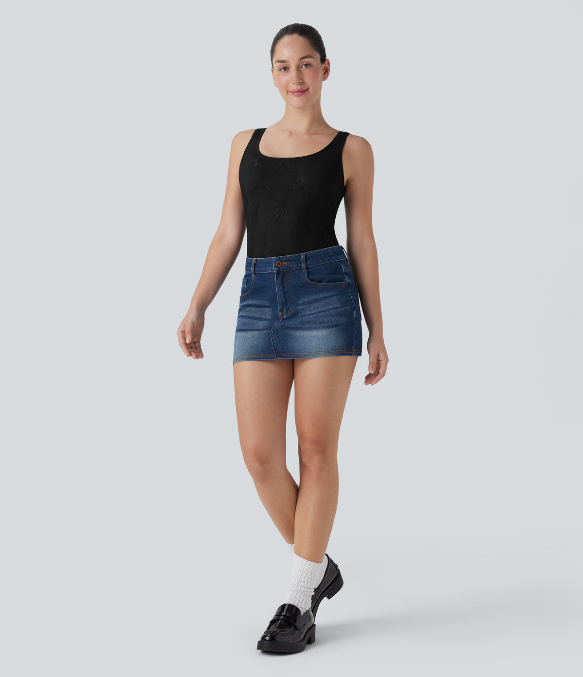 Backless Lace Casual Bodysuit — Black — view 8