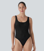 Backless Lace Casual Bodysuit — Black — view 2
