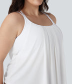 Plus Size Crisscross Backless Pleated Quick Dry Yoga Cami Top — White — view 5