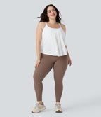 Plus Size Crisscross Backless Pleated Quick Dry Yoga Cami Top — White — view 6