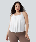 Plus Size Crisscross Backless Pleated Quick Dry Yoga Cami Top — White — view 2