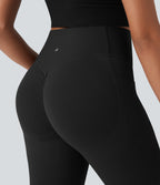 High Waisted Scrunch Butt Lifting Tummy Control Side Pocket Shaping Workout Biker Shorts 9'' — Black — view 5