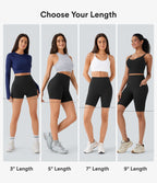 High Waisted Scrunch Butt Lifting Tummy Control Side Pocket Shaping Workout Biker Shorts 9'' — Black — view 2