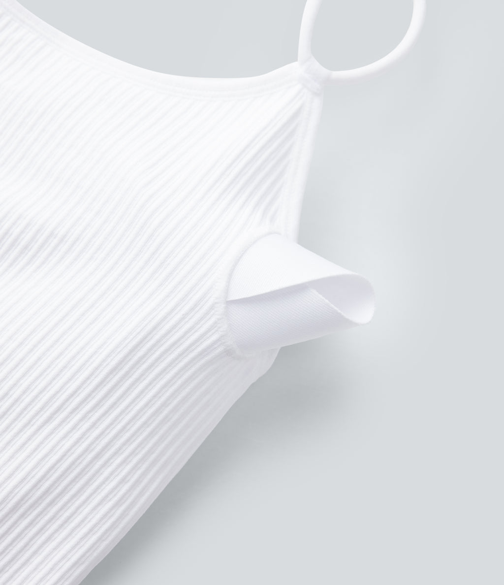 OneForm Seamless Flow Double Straps V Back Cropped Running Cami Top DD-F Cups — White — view 7