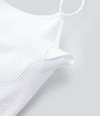 OneForm Seamless Flow Double Straps V Back Cropped Running Cami Top DD-F Cups — White — view 7