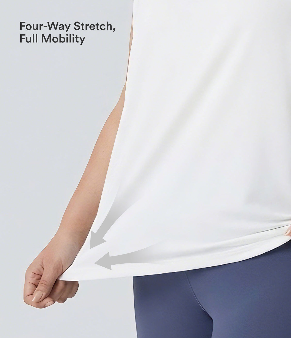Plus Size Round Neck InstantCool Yoga Tank Top-UPF50+ — White — view 3