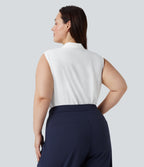 V Neck Sleeveless Work Plus Size Blouse — White — view 2