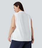 V Neck Sleeveless Work Plus Size Blouse — White — view 6