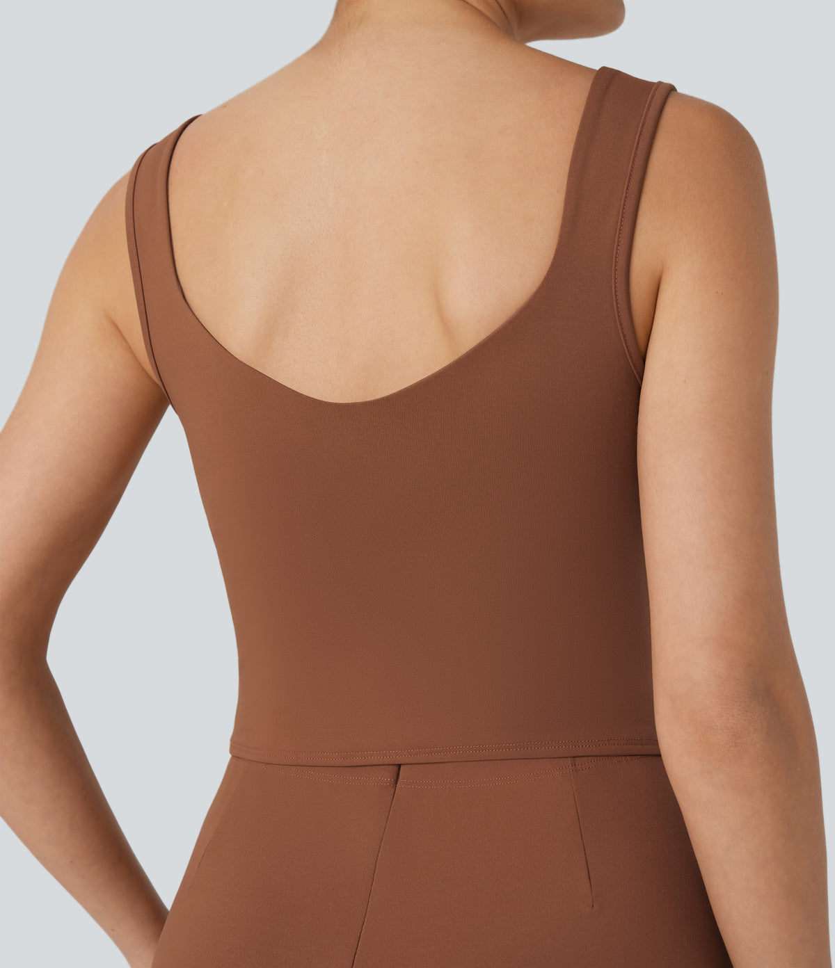U Back Sleeveless Casual Jumpsuit with Pockets-Edition — Rust Red — view 5