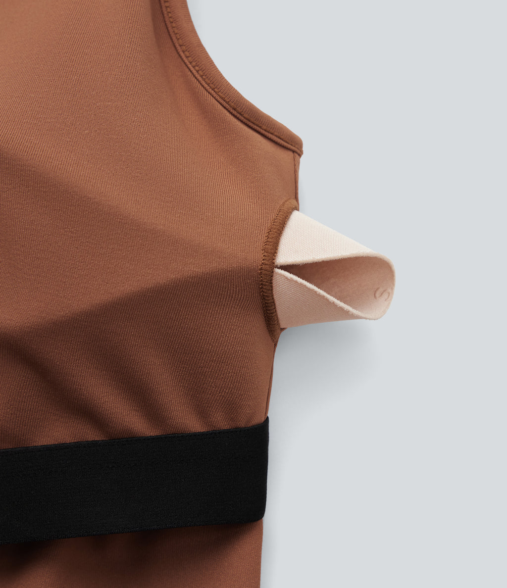 U Back Sleeveless Casual Jumpsuit with Pockets-Edition — Rust Red — view 8