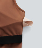 U Back Sleeveless Casual Jumpsuit with Pockets-Edition — Rust Red — view 8