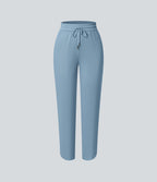 Mid Rise Drawstring Curved Hem Quick Dry Golf Tapered Trousers with Pockets-UPF40+ — Mountain Spring — view 8