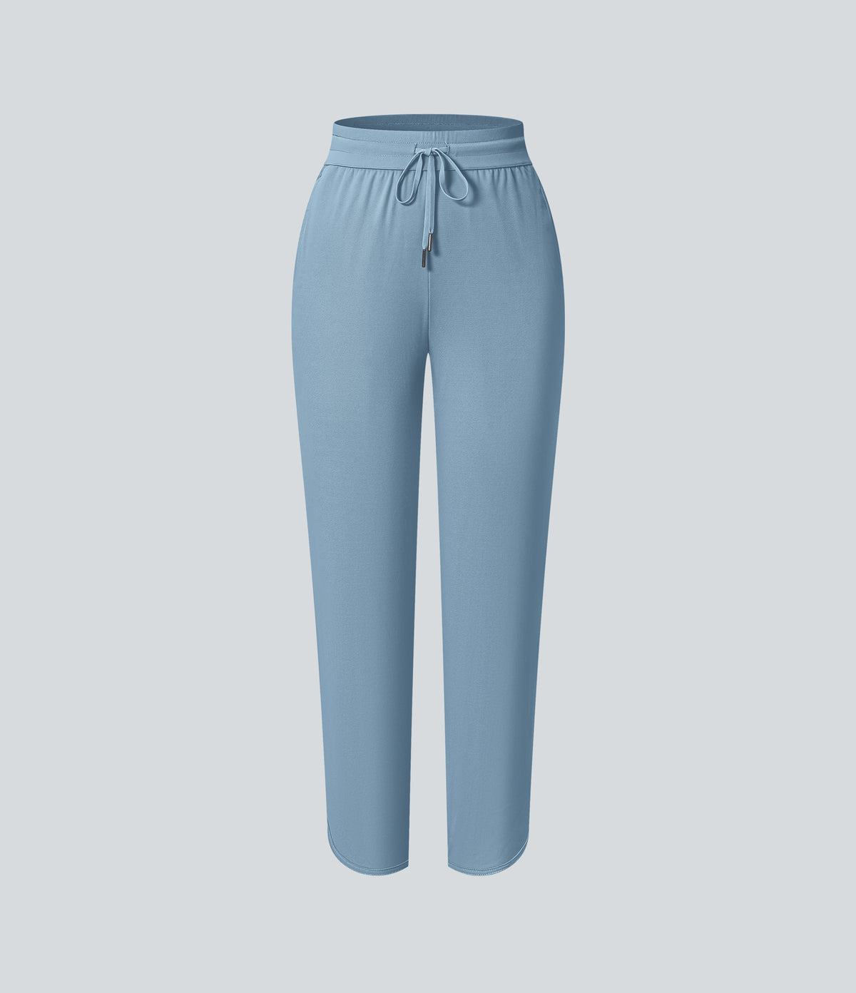 Mid Rise Drawstring Curved Hem Quick Dry Golf Tapered Trousers with Pockets-UPF40+ — Mountain Spring — view 8
