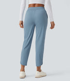 Mid Rise Drawstring Curved Hem Quick Dry Golf Tapered Trousers with Pockets-UPF40+ — Mountain Spring — view 3