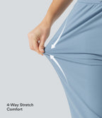 Mid Rise Drawstring Curved Hem Quick Dry Golf Tapered Trousers with Pockets-UPF40+ — Mountain Spring — view 5
