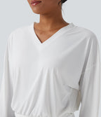 V-neck Oversized Quick Dry Yoga Sports Top — White — view 4