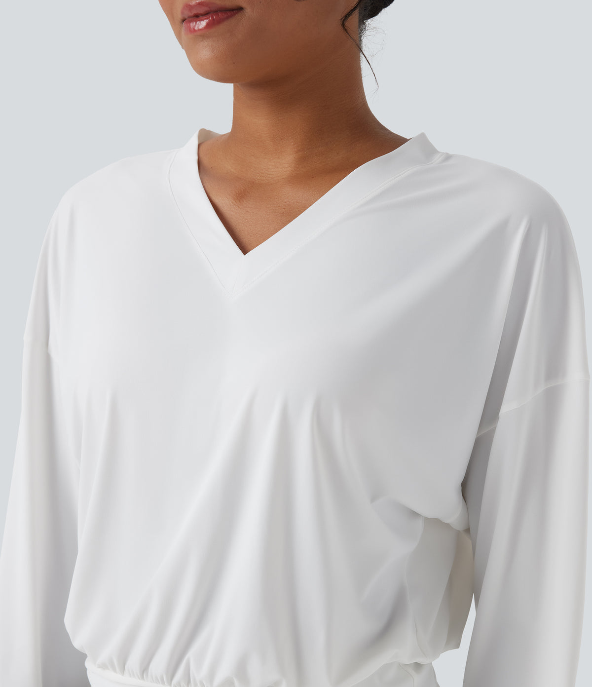 V-neck Oversized Quick Dry Yoga Sports Top — White — view 4