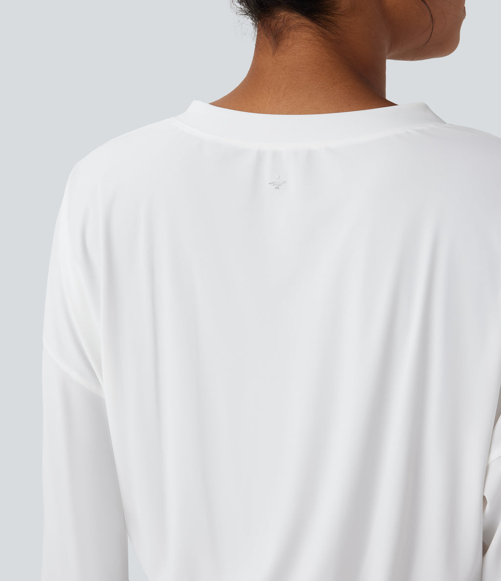 V-neck Oversized Quick Dry Yoga Sports Top — White — view 5