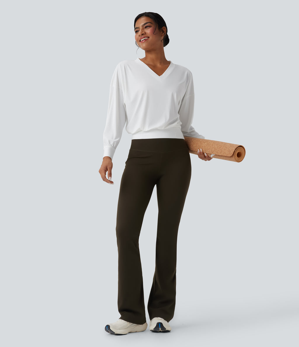 V-neck Oversized Quick Dry Yoga Sports Top — White — view 6