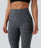 Leopard Print High Waisted Tummy Control Yoga Leggings with Pockets — Charcoal Mist Leopard — view 4