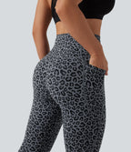 Leopard Print High Waisted Tummy Control Yoga Leggings with Pockets — Charcoal Mist Leopard — view 5