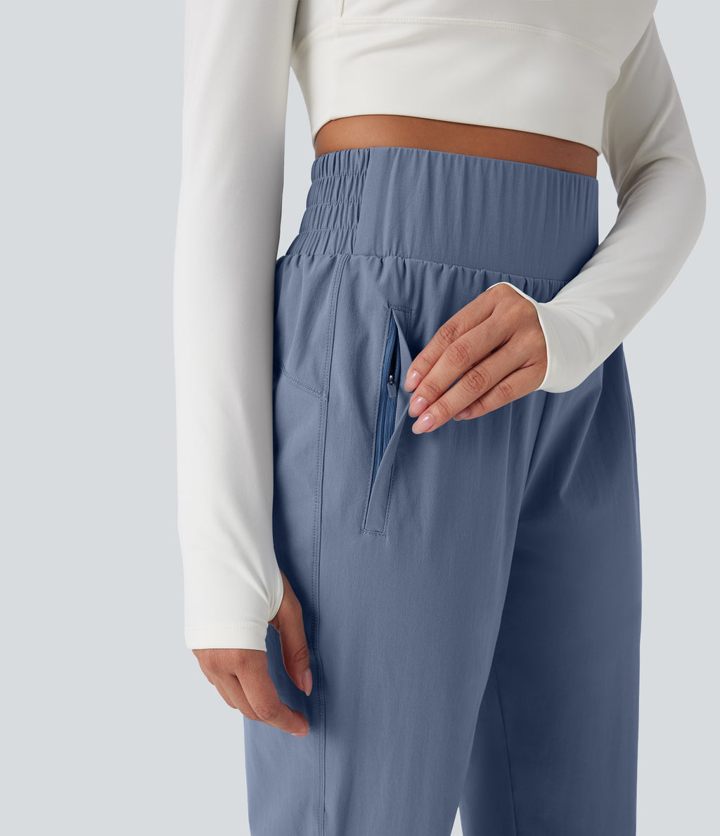 High Waisted Zipper Pockets Hiking Joggers — Troposphere — view 5