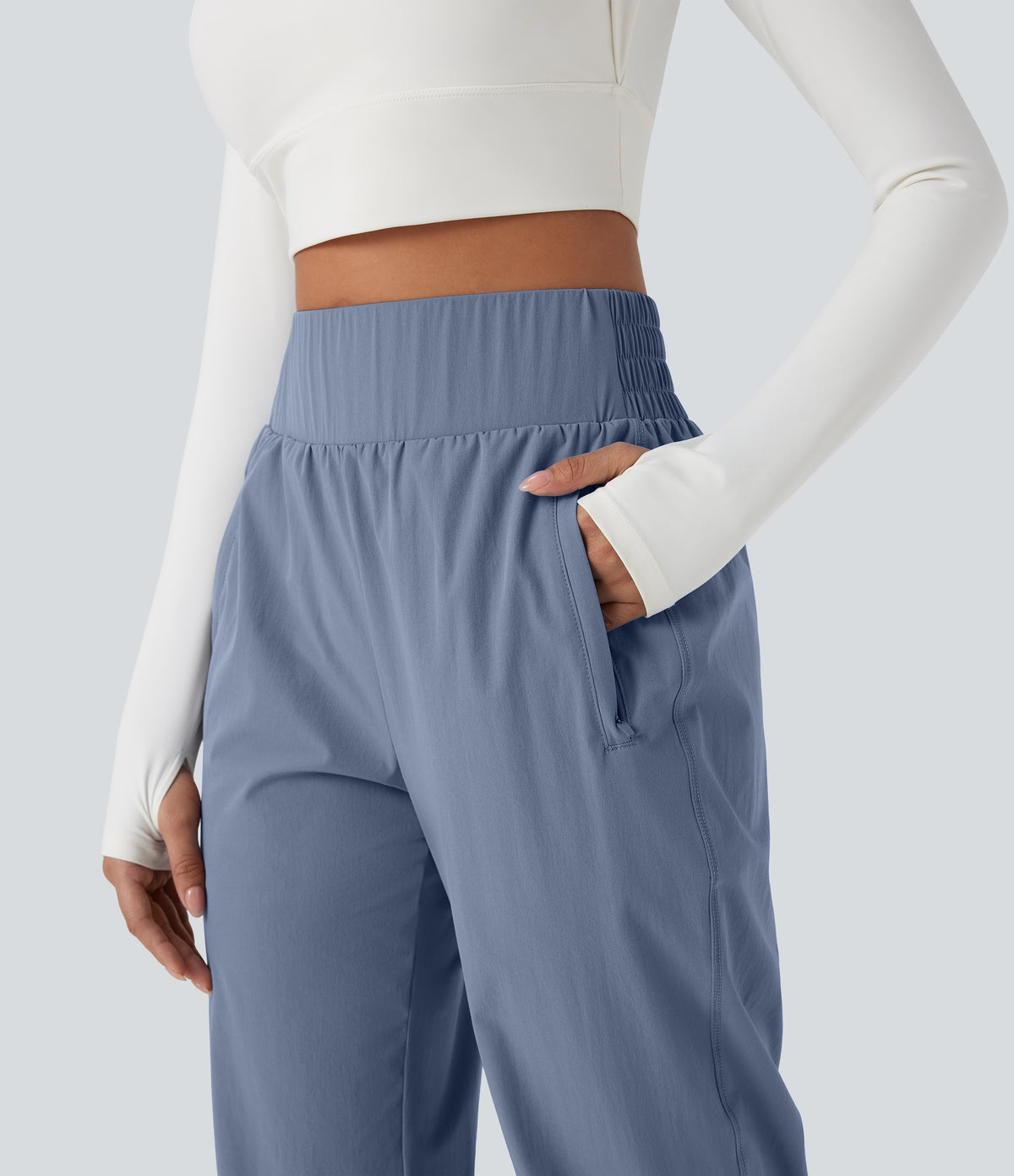 High Waisted Zipper Pockets Hiking Joggers — Troposphere — view 4