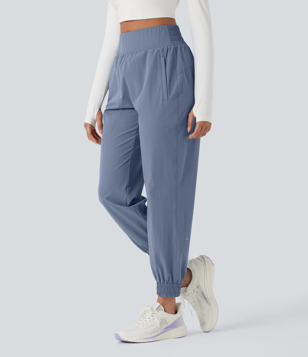 High Waisted Zipper Pockets Hiking Joggers — Troposphere — view 1