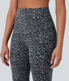 Leopard Print High Waisted Tummy Control Butt Lifting Yoga Flared Leggings — Shadow Leopard — view 4