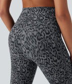 Leopard Print High Waisted Tummy Control Butt Lifting Yoga Flared Leggings — Shadow Leopard — view 5