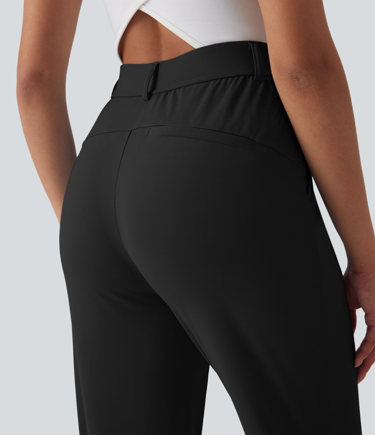 High Waisted Pockets Quick Dry Golf Joggers-Golf Tee Pocket-UPF40+ — Black — view 7