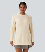 Round Neck Long Sleeve Work Jumper with Scarf — Arctic Wolf — view 5