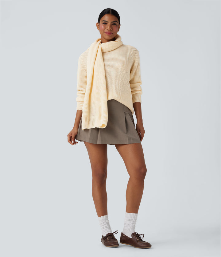 Round Neck Long Sleeve Work Jumper with Scarf — Arctic Wolf — view 1