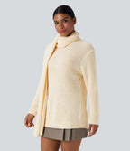 Round Neck Long Sleeve Work Jumper with Scarf — Arctic Wolf — view 4