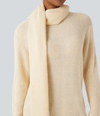 Round Neck Long Sleeve Work Jumper with Scarf — Arctic Wolf — view 6