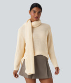 Round Neck Long Sleeve Work Jumper with Scarf — Arctic Wolf — view 2