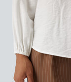 V Neck Long Sleeve Work Shirt — White — view 6