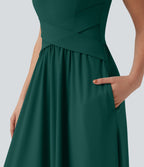 Flowy Maxi Casual Dress with Pockets — Rain Forest — view 8