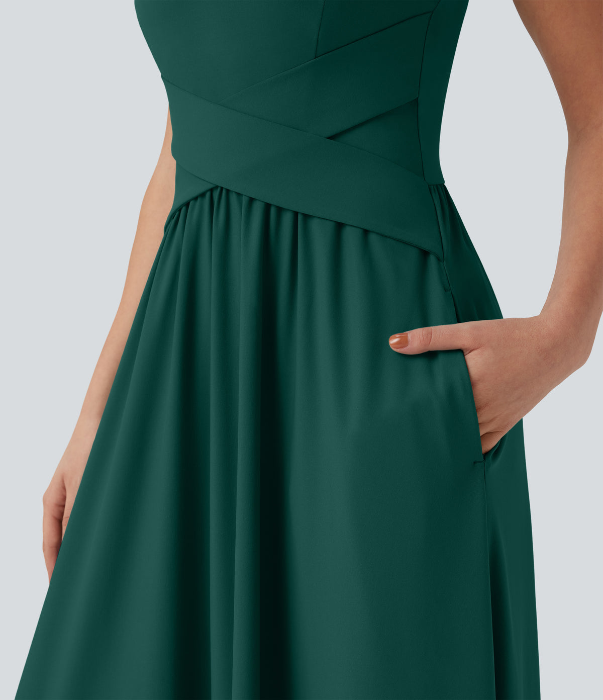 Flowy Maxi Casual Dress with Pockets — Rain Forest — view 8