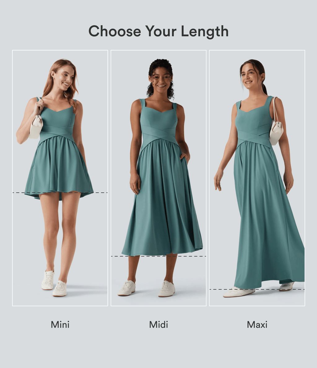 Flowy Maxi Casual Dress with Pockets — Rain Forest — view 2