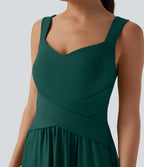 Flowy Maxi Casual Dress with Pockets — Rain Forest — view 7