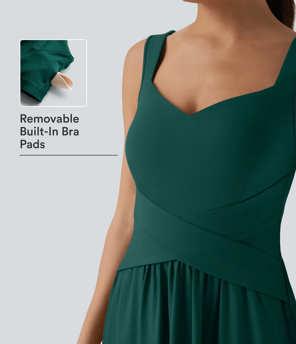 Flowy Maxi Casual Dress with Pockets — Rain Forest — view 5