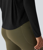 Contrast Mesh Curved Hem Quick Dry Running Sports Top — Black — view 6
