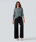 Round Neck Long Sleeve Casual Jumper — Silver Blue — view 6
