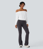 Off-shoulder Oversize InstantCool Quick Dry Yoga Sports Top — White — view 6