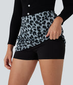 Leopard Print Mid Rise 2-in-1 Bodycon Mini Casual Skirt — Moonshadow Leopard — view 4