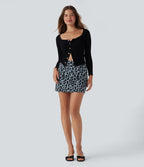 Leopard Print Mid Rise 2-in-1 Bodycon Mini Casual Skirt — Moonshadow Leopard — view 5