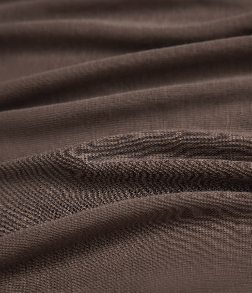 High Neck Long Sleeve Casual Wool-Blend Top — Coffee Quartz — view 7